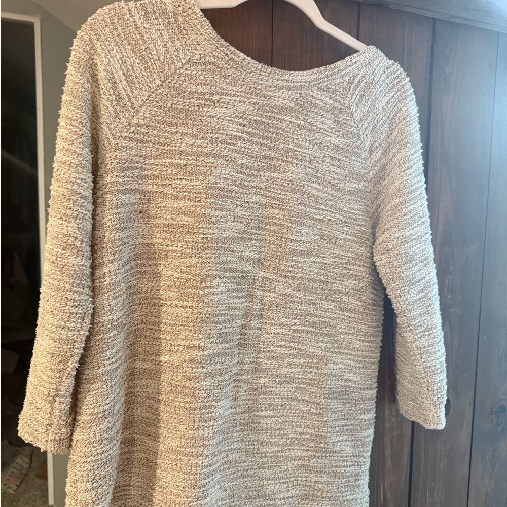 LOFT Tan Crew Neck Sweater Relaxed Fit
